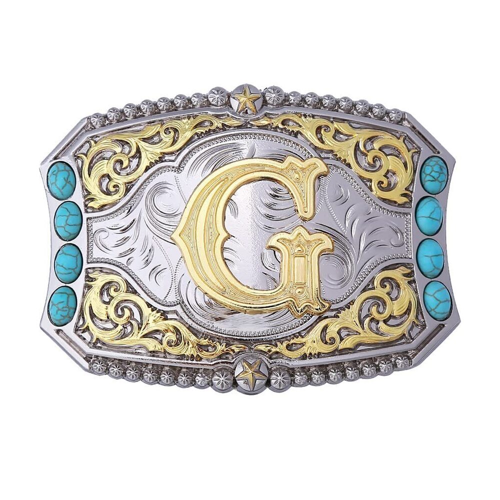 6943 Western Belt Buckle Cowboy Rodeo Initial Letters ABCDEFG to Z